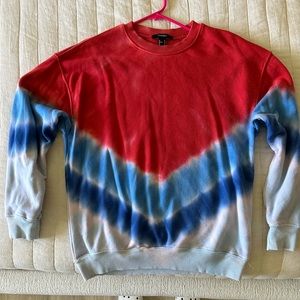 Red white and blue tie-dye sweater